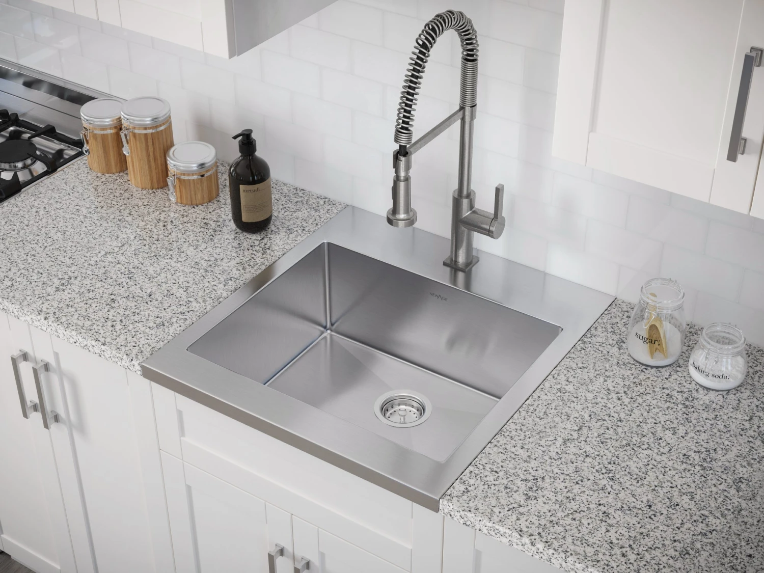 NewAge Products 24 In. Standard Sink With Coiled Pull Down Faucet Shop Kitchen Sets 3 NewAge Products 24 In. Standard Sink With Coiled Pull Down Faucet Shop Kitchen Sets