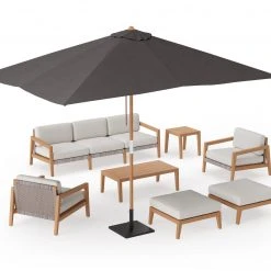 NewAge Products Sofas & Sectionals Lakeside 8 Piece Chat Set With 3-Seater Sofa And Umbrella