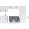 NewAge Products Laundry Room Cabinets Home Laundry Room 9 Piece Cabinet Set With Single Drawer Cabinet, Sink And Faucet