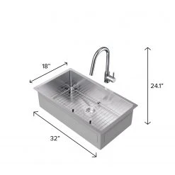 NewAge Products Shop Kitchen Sets 32 In. Undermount Single Bowl Stainless Steel Sink With Classic Pull Down Faucet 25 NewAge Products Shop Kitchen Sets 32 In. Undermount Single Bowl Stainless Steel Sink With Classic Pull Down Faucet