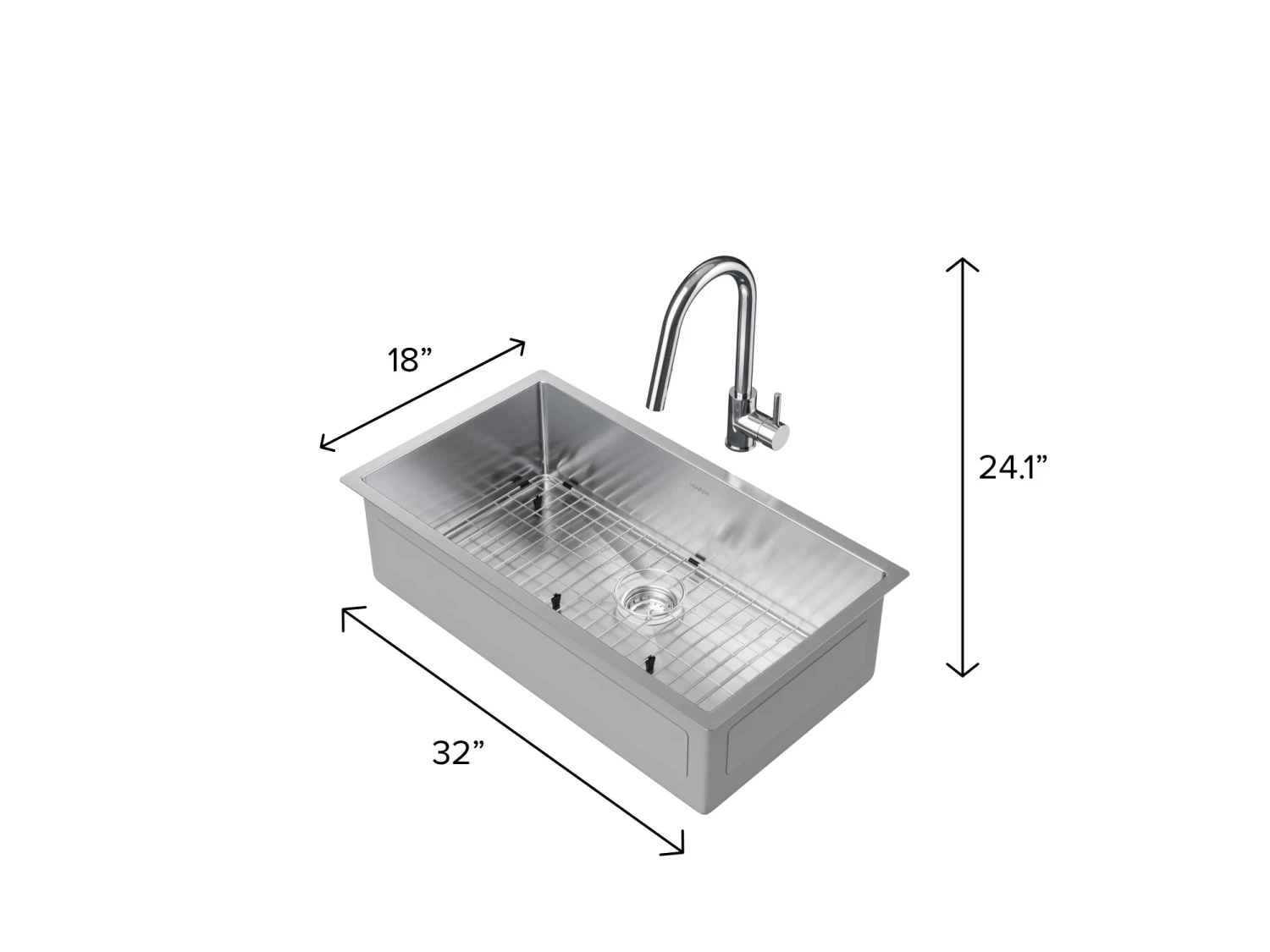NewAge Products Shop Kitchen Sets 32 In. Undermount Single Bowl Stainless Steel Sink With Classic Pull Down Faucet 10 NewAge Products Shop Kitchen Sets 32 In. Undermount Single Bowl Stainless Steel Sink With Classic Pull Down Faucet