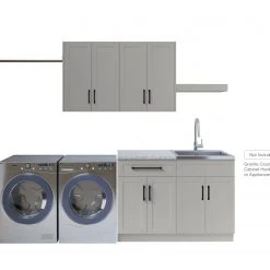 NewAge Products Home Laundry Room 7 Piece Cabinet Set With Single Drawer Cabinet, Sink, Faucet And Shelf Laundry Room Cabinets