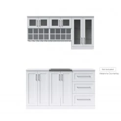 NewAge Products Home Wet Bar 7 Piece Cabinet Set - 21 Inch Home Bar Cabinets