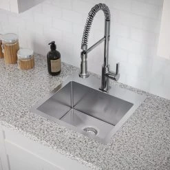 NewAge Products 19 In. Overmount Single Bowl Stainless Steel Sink With Coiled Pull Down Faucet Shop Kitchen Sets 26 NewAge Products 19 In. Overmount Single Bowl Stainless Steel Sink With Coiled Pull Down Faucet Shop Kitchen Sets