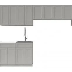 NewAge Products Laundry Room Cabinets Home Laundry Room 8 Piece Cabinet Set With Single Drawer Cabinet, Sink And Faucet