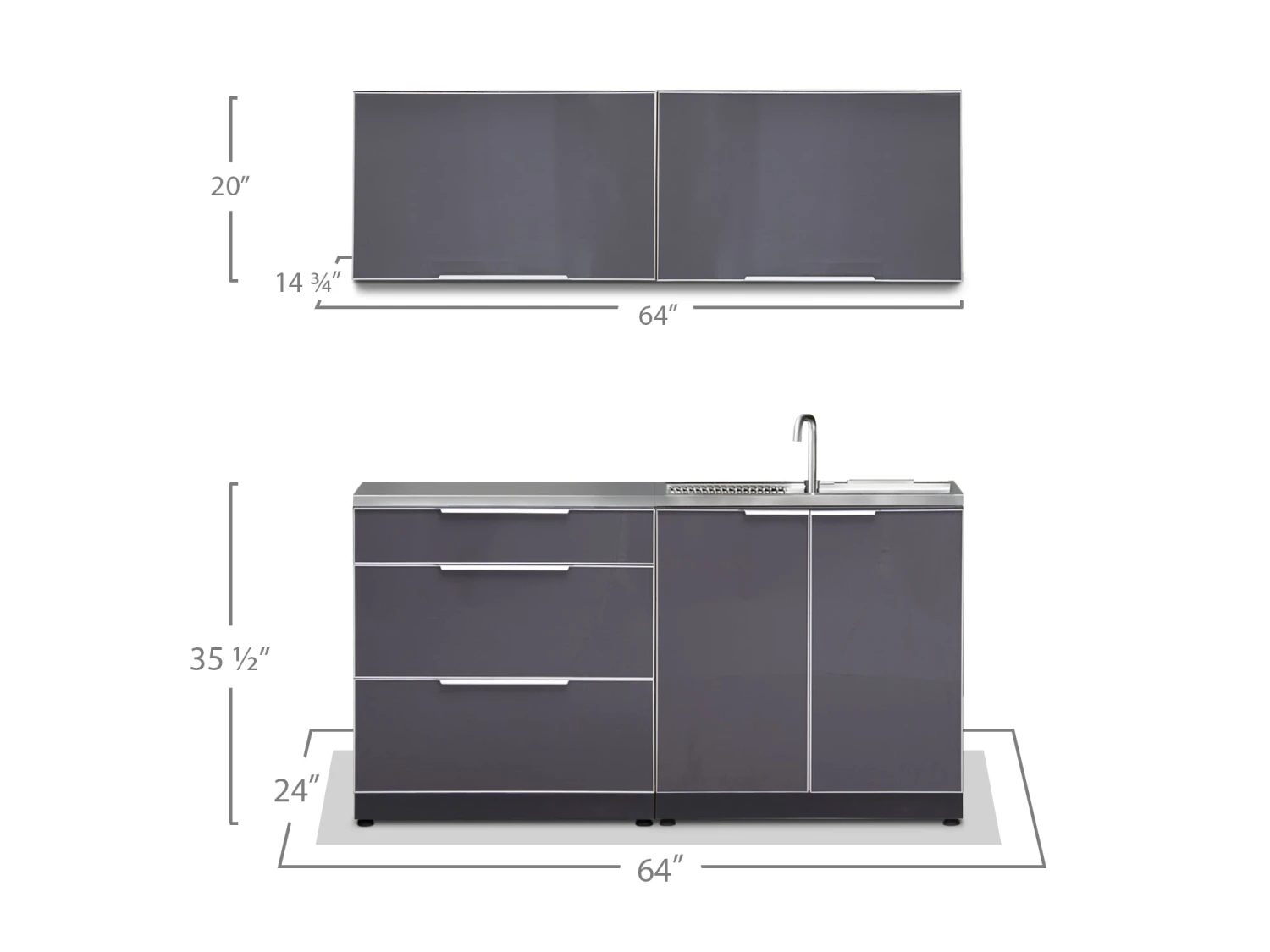 NewAge Products Outdoor Kitchen Aluminum 4 Piece Cabinet Set 4 NewAge Products Outdoor Kitchen Aluminum 4 Piece Cabinet Set