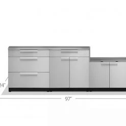 NewAge Products Outdoor Kitchen Stainless Steel 3 Piece Cabinet Set
