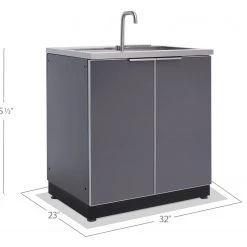 NewAge Products Outdoor Kitchen Aluminum Sink Cabinet - Slate Gray