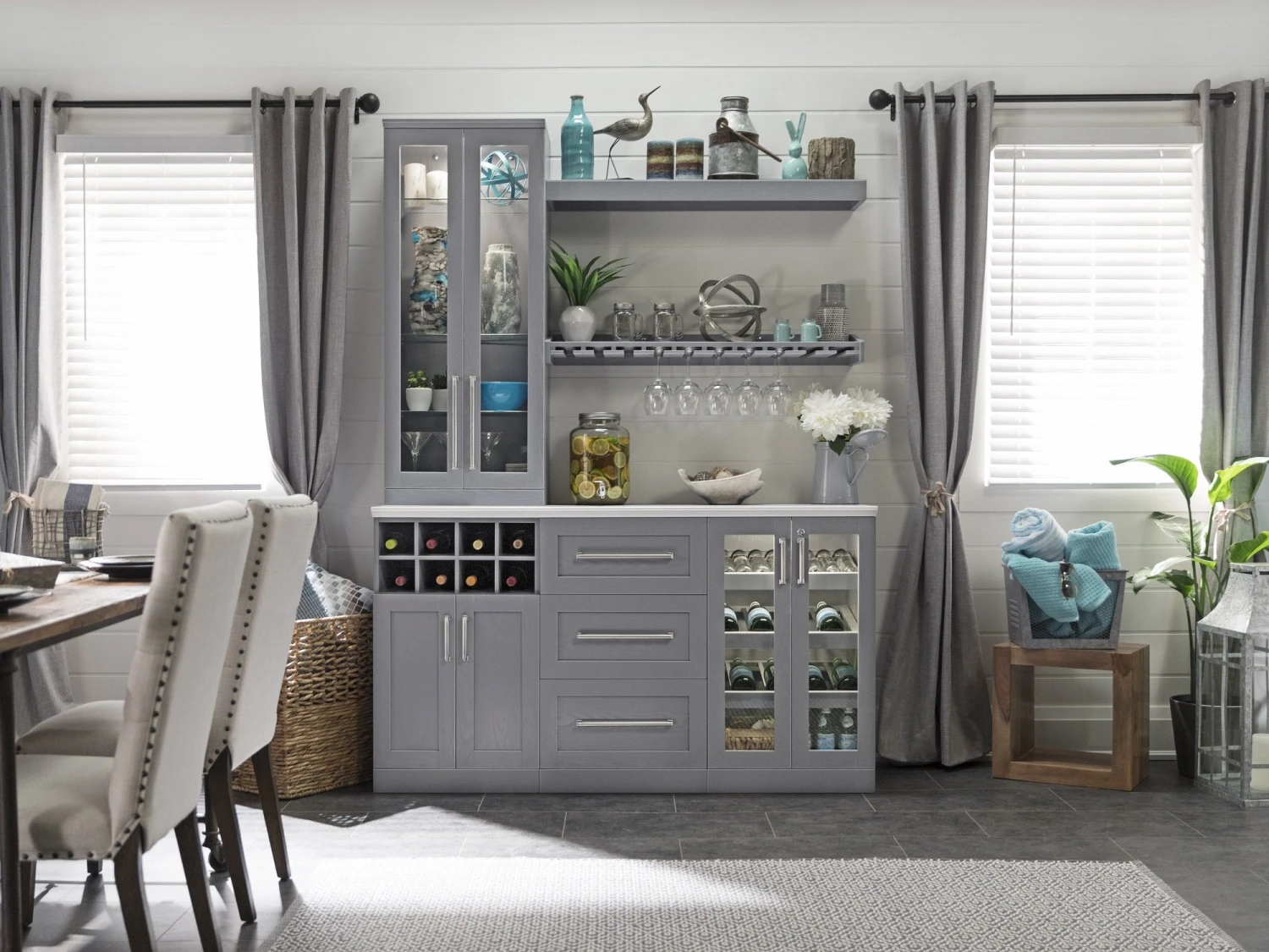 NewAge Products Home Bar Cabinets Home Bar Gray 5 Piece Cabinet Set - 21 Inch 3 NewAge Products Home Bar Cabinets Home Bar Gray 5 Piece Cabinet Set - 21 Inch