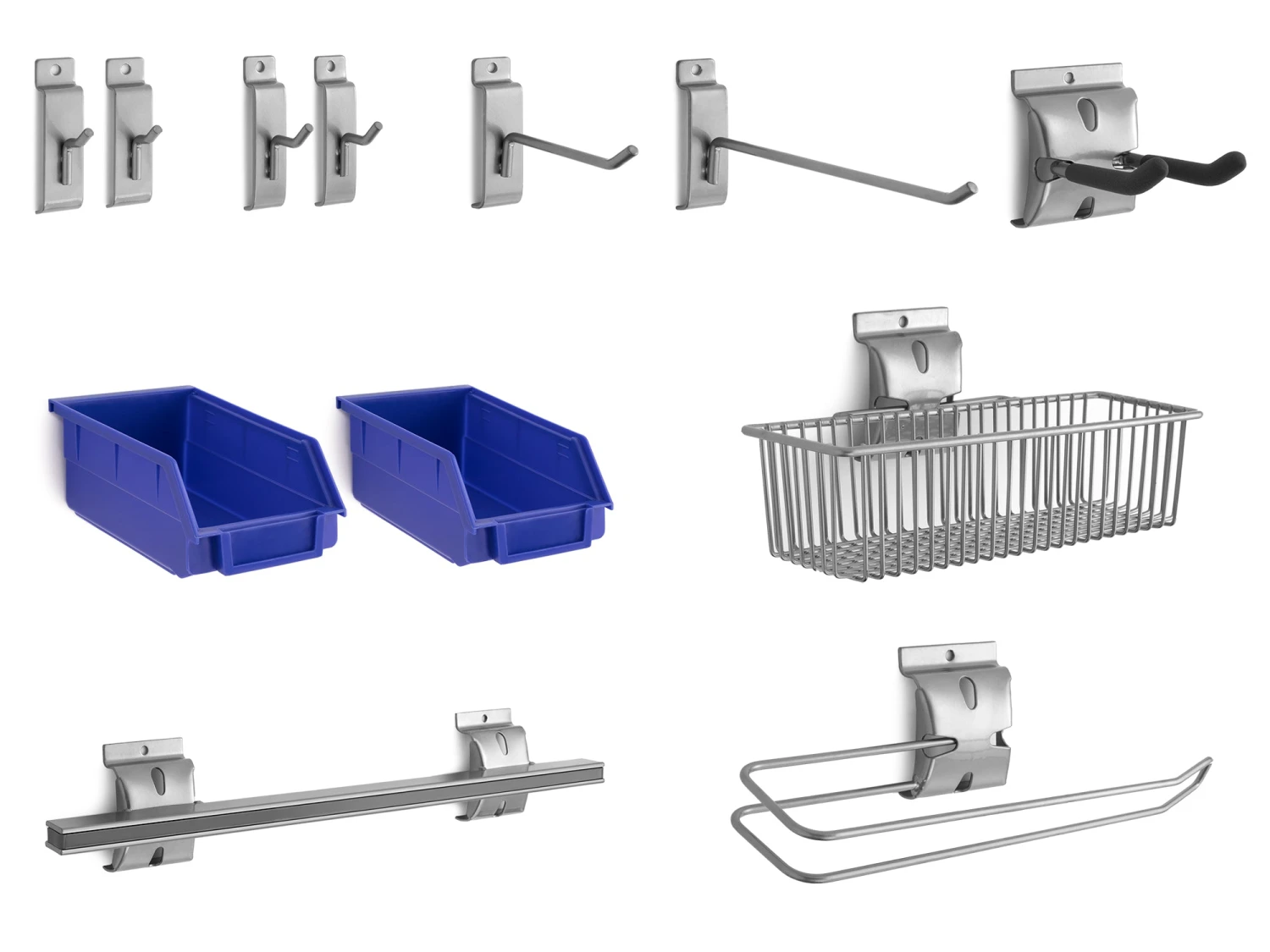 NewAge Products Garage Storage Steel Slatwall 12-Piece Accessory Kit 1 NewAge Products Garage Storage Steel Slatwall 12-Piece Accessory Kit